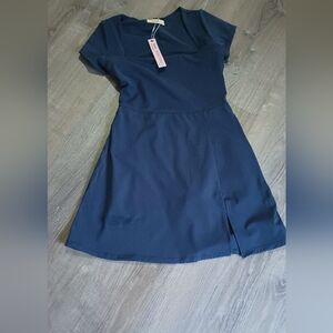 QINSEN Womens Athletic Tennis Dress NWT (Navy) D